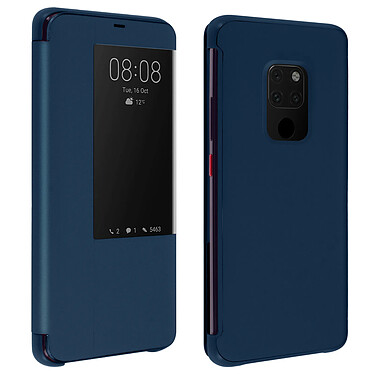 Avizar Housse Huawei Mate 20 Étui Grande Fenêtre Translucide Coque Rigide - bleu nuit