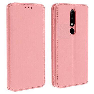 Avizar Housse Nokia 5.1 Plus Étui folio Porte-cartes Fonction Support - Rose champagne