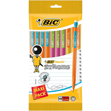 BIC Pochette de 10 Porte-mines Matic Strong 0.9mm HB coloris assortis