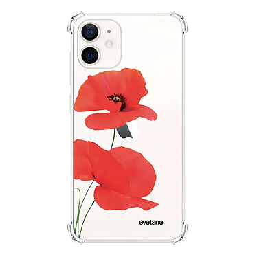 Evetane Coque iPhone 12 mini anti-choc souple angles renforcés transparente Motif Coquelicot