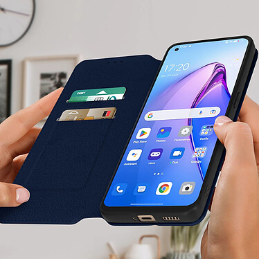 Avis Avizar Housse pour Oppo Reno 8 5G Clapet Portefeuille Fonction Support Vidéo bleu nuit