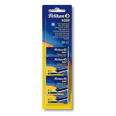 PELIKAN Lot de 5 Etuis de 6 Cartouches 4001 TP/6 Bleu Royal