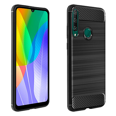 Avizar Coque Huawei Y6p Protection Souple Carbone Métal Brossé Noir