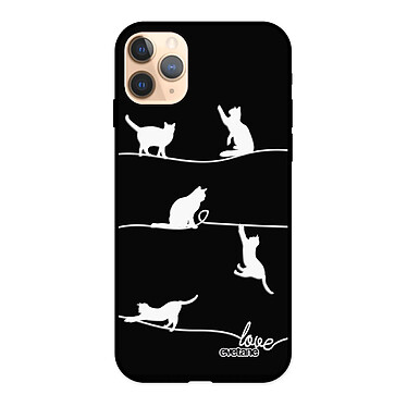 Evetane Coque iPhone 11 Pro Silicone Liquide Douce noir Chat Lignes