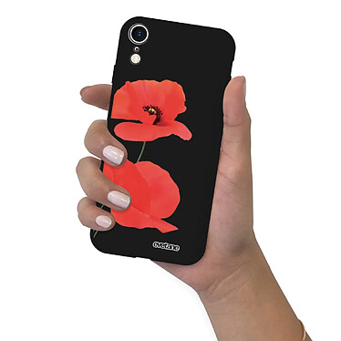 Evetane Coque iPhone Xr Silicone Liquide Douce noir Coquelicot pas cher