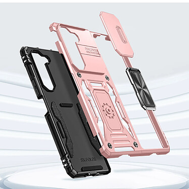 Avizar Coque pour Samsung Galaxy Z Fold 5 Antichoc Cache Caméra Bague Support  Rose Gold pas cher