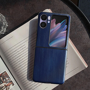 Avis Avizar Coque pour Oppo Find N2 Flip Rigide Simili Cuir Texturé Bords Surélevés Bleu