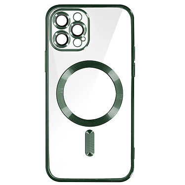 Avizar Coque MagSafe pour iPhone 12 Pro Silicone Protection Caméra  Contour Chromé Vert