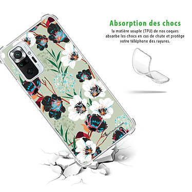 Avis LaCoqueFrançaise Coque Xiaomi Redmi Note 10 Pro Silicone antichocs Solides coins renforcés  transparente Motif Fleurs vert d'eau