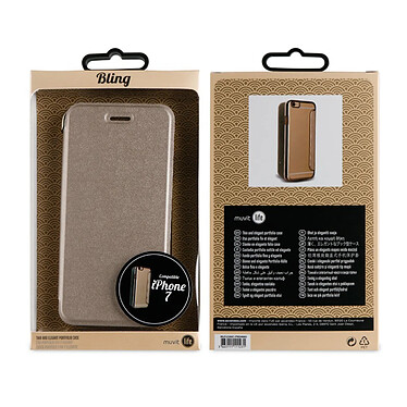 Acheter Muvit Étui pour iPhone 8 / 7 / 6S / 6 Folio Bling Antichocs avec Porte-cartes Dorée