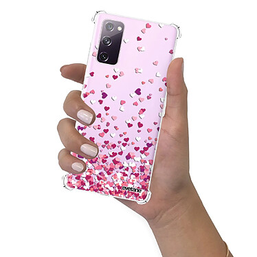 Evetane Coque Samsung Galaxy S20 FE anti-choc souple angles renforcés transparente Motif Confettis De Coeur pas cher