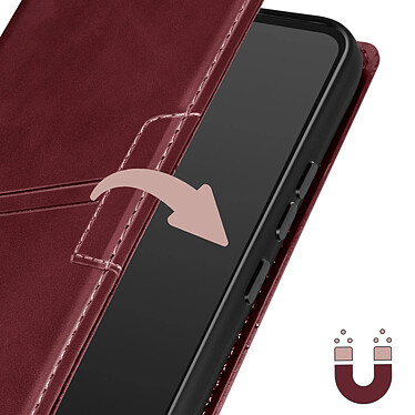 Avizar Pochette pour Samsung Galaxy A34 Portefeuille Support Clapet Magnétique  Bordeaux pas cher