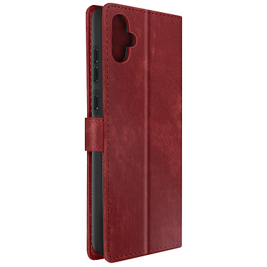 Avizar Etui pour Samsung Galaxy A05 Simil Cuir Effet Brossé Dragonne  Rouge