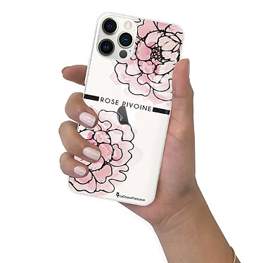 LaCoqueFrançaise Coque iPhone 12/12 Pro silicone transparente Motif Rose Pivoine ultra resistant pas cher