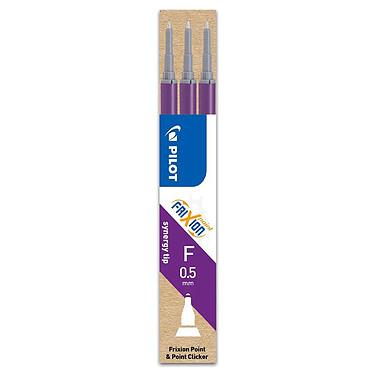 PILOT Set de 3 Recharges friXion Point (BLS-FRP5) Pointe Aiguille Fine Violet x 12