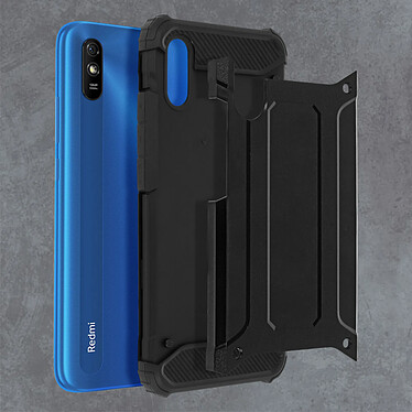 Avizar Coque Xiaomi Redmi 9A Hybride Design Relief Antichute noir pas cher