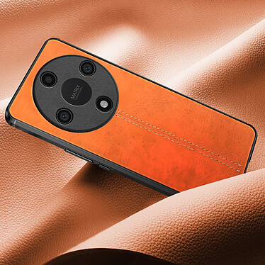 Acheter Avizar Coque pour Honor Magic 6 Lite 5G Bi-matière Aspect Cuir Cowhide Cover Orange