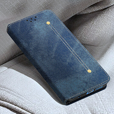 Acheter Avizar Étui pour Xiaomi Redmi Note 11 et Note 11s Tissu Denim Porte-carte Support Vidéo  Bleu