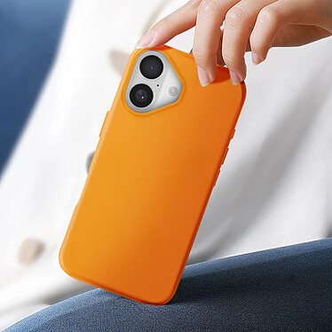 Avis Avizar Coque MagSafe pour iPhone 16 en Cuir Vegan Haute Qualité Orange