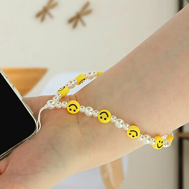 Acheter Avizar Bijou de Téléphone Bracelet à Perles, étoile et Smiley jaunes Collection Smile