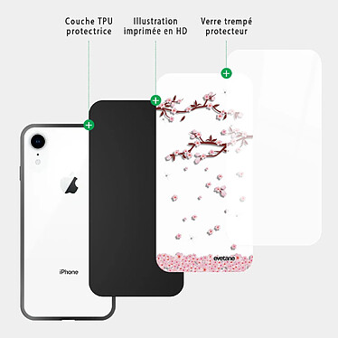 Acheter Evetane Coque en verre trempé iPhone Xr Chute De Fleurs