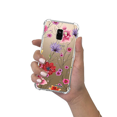 Evetane Coque Samsung Galaxy A8 2018 Silicone antichocs Solides coins renforcés  transparente Motif Fleurs Multicolores pas cher