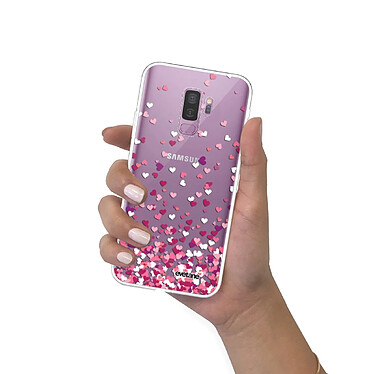 Evetane Coque Samsung Galaxy S9 Plus 360 intégrale transparente Motif Confettis De Coeur Tendance pas cher