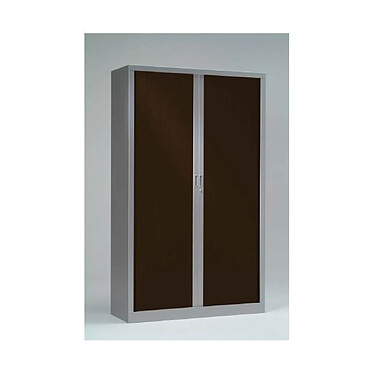 VINCO Armoire Vestiaire Monobloc à Rideaux H198xL60xP43 cm Alu Rideaux Wengé