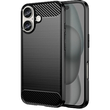 Avizar Coque pour iPhone 16 Antichoc Design Carbone Brossé Noir