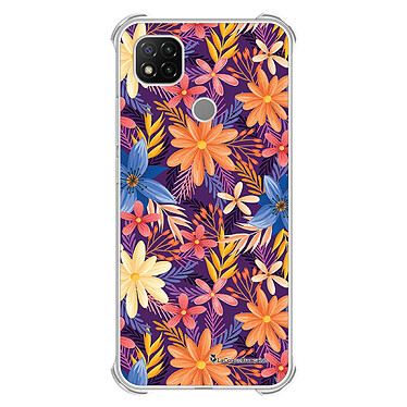 LaCoqueFrançaise Coque Xiaomi Redmi 9C Silicone antichocs Solides coins renforcés  transparente Motif Fleurs violettes et oranges