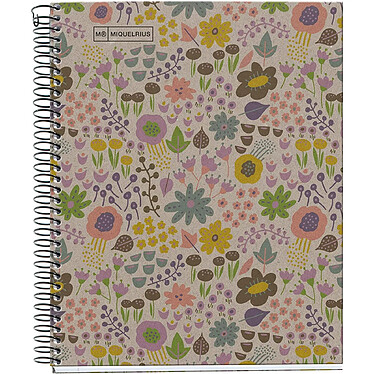 MIQUELRIUS Carnet recyclé A5 - 80p 80 gr - Quadrillé 5x5 mm - Couv Carton Recyclé - Eco Flowers