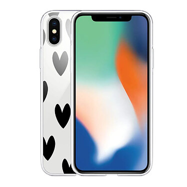 Avis Evetane Coque iPhone X/Xs silicone transparente Motif Coeurs Noirs ultra resistant