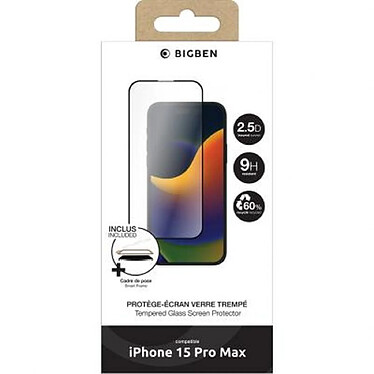 Acheter BigBen Connected Protège écran pour Apple iPhone 15 Pro Max 2.5D Oléophobe avec SmartFrame™ Transparent