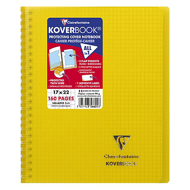 CLAIREFONTAINE Cahier reliure Koverbook 17x22cm 160 pages petits carreaux PP Coloris Aléatoire pas cher