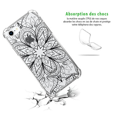 Avis Evetane Coque iPhone 7/8/ iPhone SE 2020 anti-choc souple angles renforcés transparente Motif Mandala noir