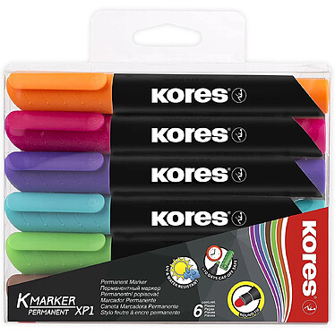 KORES Etui de 6 Marqueurs permanents 'K MARKER', pointe ogive