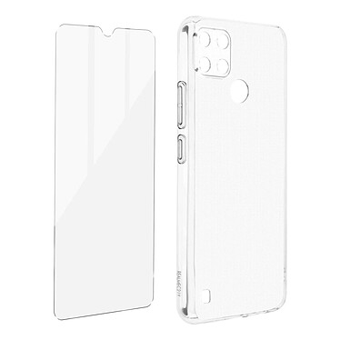 Avizar Coque Realme C21Y et C25Y Silicone Souple Film Verre Trempé 9H Transparent