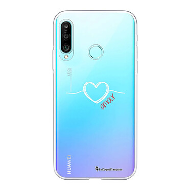 LaCoqueFrançaise Coque Huawei P30 Lite/ P30 Lite XL 360 intégrale transparente Motif Coeur Blanc Amour Tendance