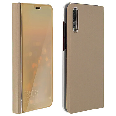 Avizar Housse Huawei P20 Etui folio Miroir Clapet Coque Rigide Fonction Support Or