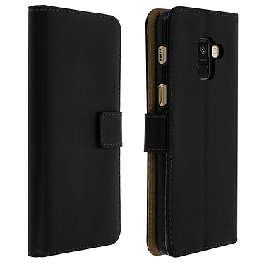 Avizar Housse Galaxy A8 2018 Etui Portefeuille folio en Cuir fonction Stand Noir