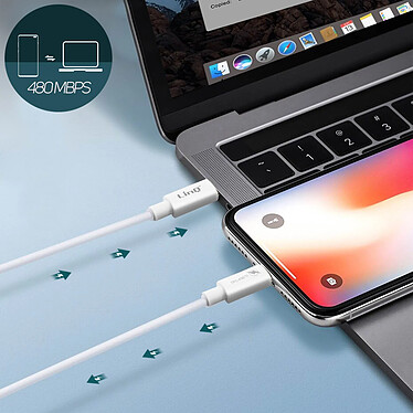 LinQ Câble USB-C vers Lightning 60W Charge et Synchro Fast Charge 3A 1.2m  Blanc pas cher