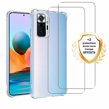 Evetane Coque Xiaomi Redmi Note 10 Pro Antichoc Silicone + 2 Vitres en verre trempé Protection écran