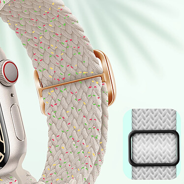 Avis Avizar Bracelet pour Apple Watch 41mm et 40mm et 38 mm Nylon Tressé Ajustable par Boucle Métallique  beige à motif multicolore