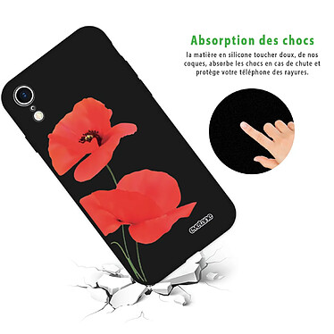 Avis Evetane Coque iPhone Xr Silicone Liquide Douce noir Coquelicot