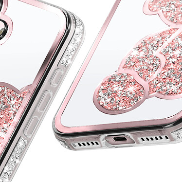 Acheter Avizar Coque Paillette pour iPhone 16 Motif Ourson avec Strass Rose