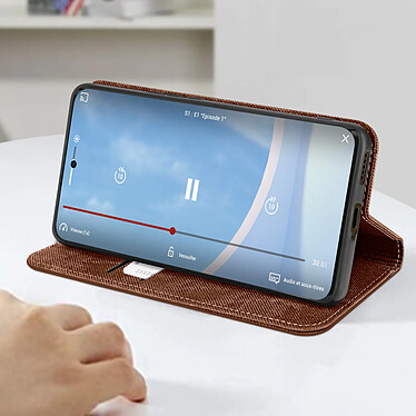 Avis Avizar Etui Denim Portefeuille pour Honor Magic 6 Lite 5G Support vidéo Marron