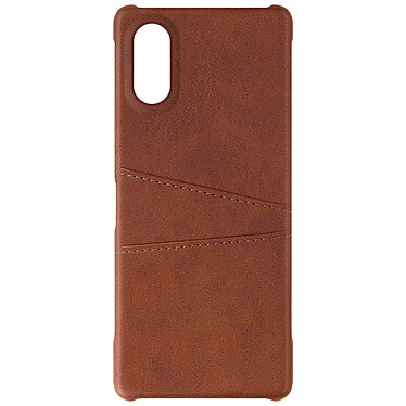 Avizar Coque pour Sony Xperia 5 V Porte-Cartes Rigide revêtement Simili Cuir  Marron