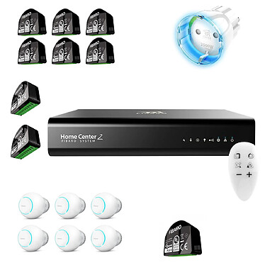 Fibaro - Kit domotique box Z-Wave Home Center 2 - Pilotage volets roulants / radiateurs / Ã©clairage / prise Noir