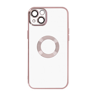 Avizar Coque iPhone 13 Silicone Bloc Caméra Couvert  Transparent Contour Rose Gold Chromé