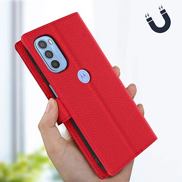 Avizar Housse pour Motorola Moto G62 5G, G31 et G41 Aspect Grainé Clapet Portefeuille Stand Vidéo  rouge pas cher